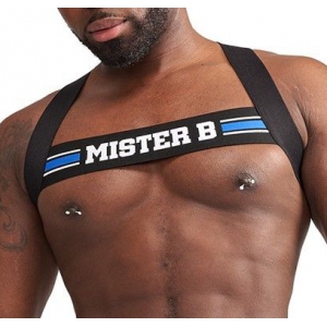 Mr B - Mister B X-Back Elastic Harness Preto-Azul