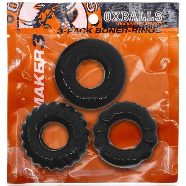 Lot de 3 Cockrings Bonemaker Noirs