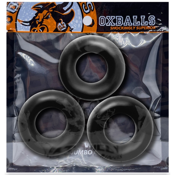 Lot de 3 cockrings Fat Willy Noirs
