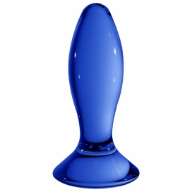 CHRYSTALINO Glass Follower Plug Blue 9 x 3.5cm