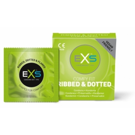 EXS Condones de textura acanalada y punteada x3