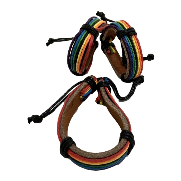 Rainbow Leder- und Garnarmband