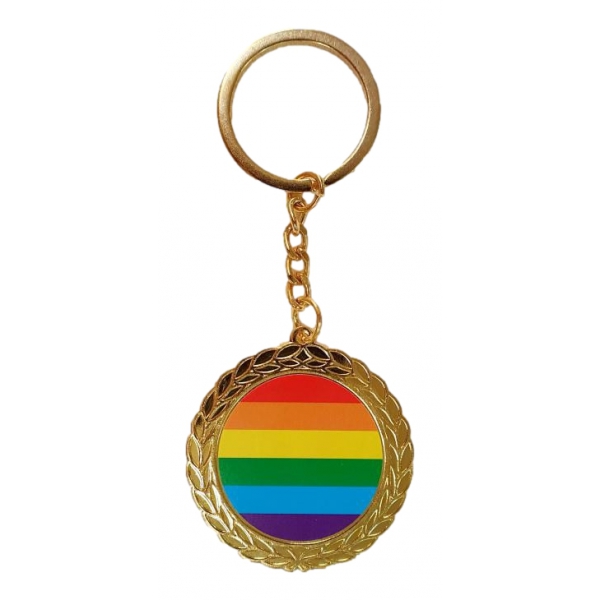 Schlüsselanhänger Medaille Rainbow Gold