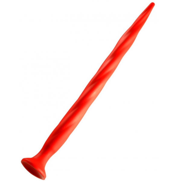 Long Stretch Worm Dildo N°3 - 48 x 3.7cm Red