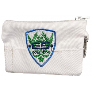 ES Collection Denim clutch bag with carabiner White