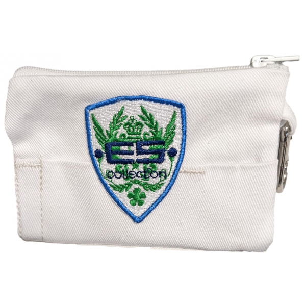 Denim clutch bag with carabiner White