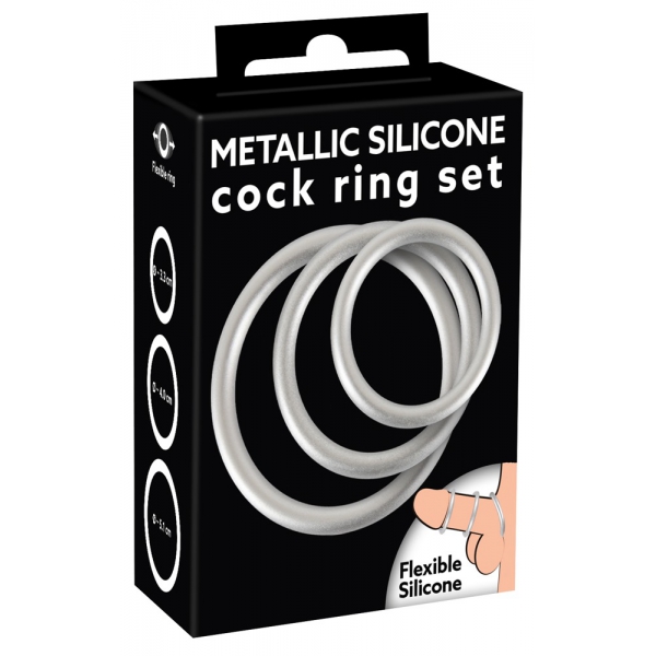 Lot de 3 cockrings Silicone Thin Ring Gris