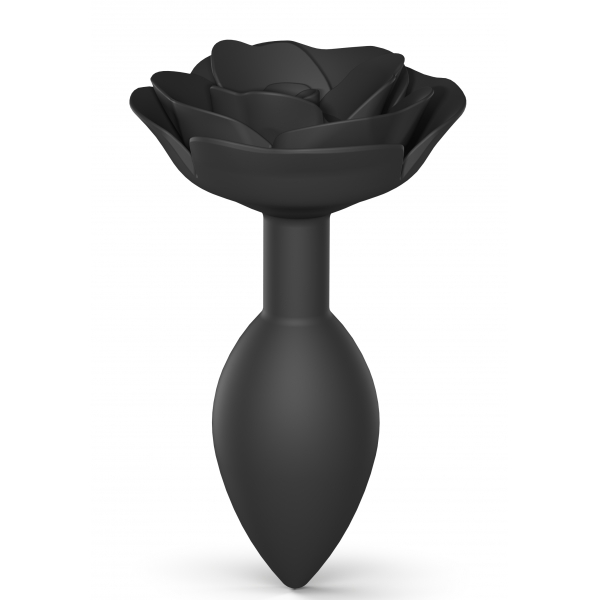 Bujão anal de jóia Rosas aberto L 9 x 3,8cm Preto