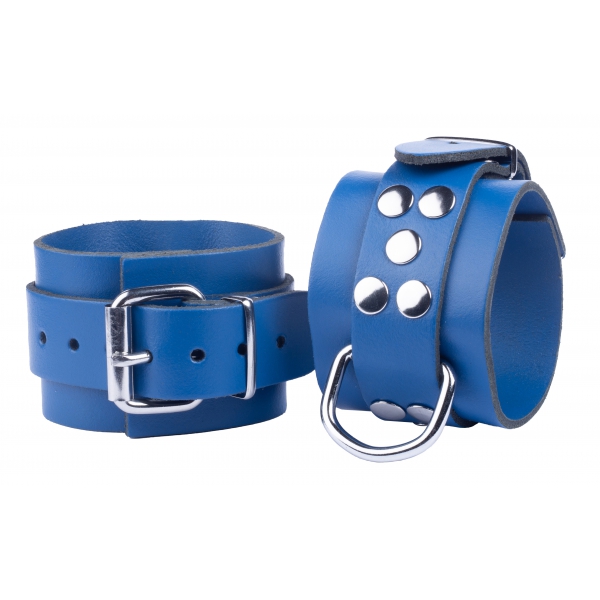 Algemas de couro Ultra Blue Leather Handcuffs