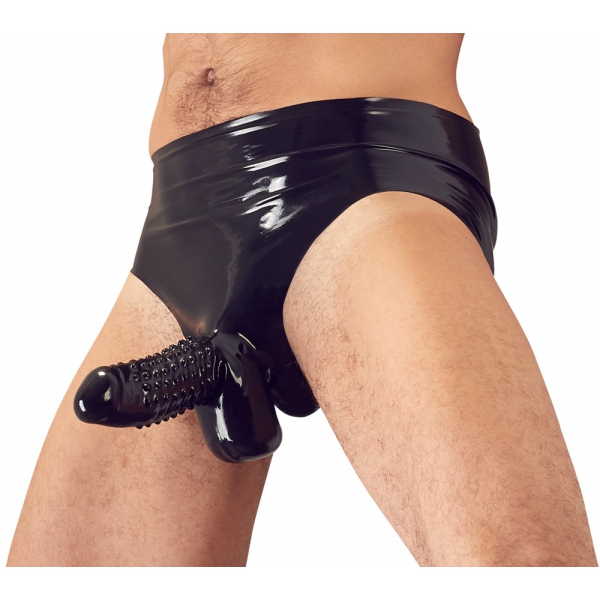 Latex briefs with beaded penis cover