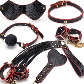 Kit de 7 piezas Bdsm Caimán Negro-Rojo