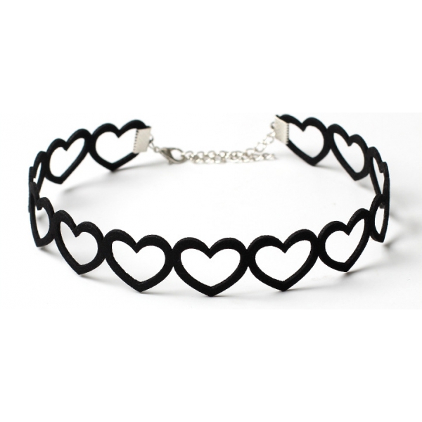 Hollow Heart Choker-01 BLACK