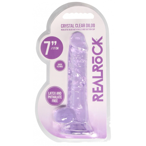 7" / 18 cm Realistic Dildo With Balls - Purple