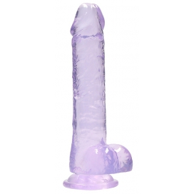Real Rock Crystal 8" / 20 cm Realistic Dildo With Balls - Purple