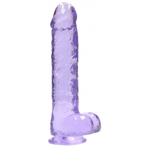 Real Rock Crystal 9" / 23 cm Realistic Dildo With Balls - Purple