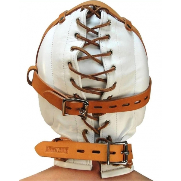 Medical Fetish Padded Locking Hospital Restraint Hood WHITE