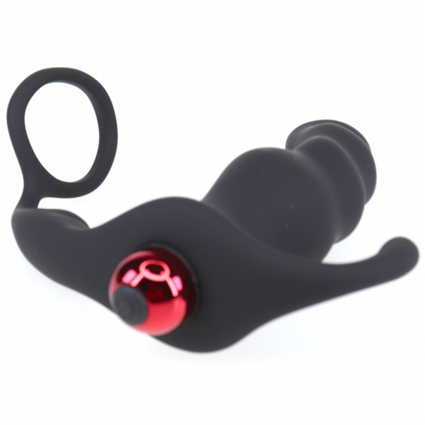 Anillo de pene y plug vibrador Knight 10 x 3,5cm