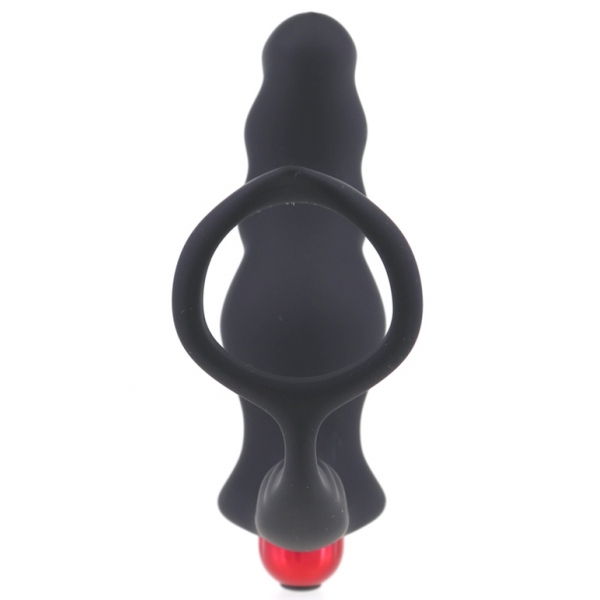 Anillo de pene y plug vibrador Knight 10 x 3,5cm