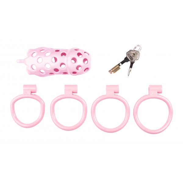 Chastity cage Dotty XXL 11 x 4cm Pink