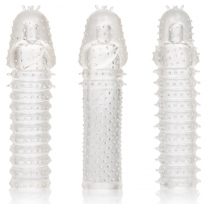 Calexotics Geribbelde verleng Penis Sleeve Set van 3 14 x 4cm