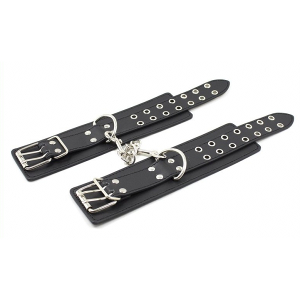 Double Pin Handschellen und Halsband Set Schwarz