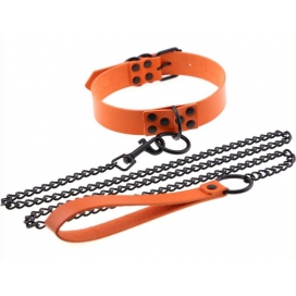 Colorful O Ring Punk Collars With Lead ORANGE