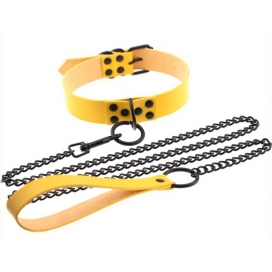 Colorful O Ring Punk Collars With Lead YELLOW