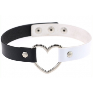 Joy Jewels Double Color Metal Heart Collar BLACK / WHITE