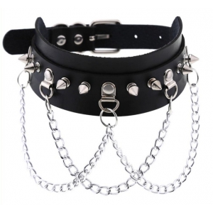 Joy Jewels Collar Piky Spike Negro-Plata