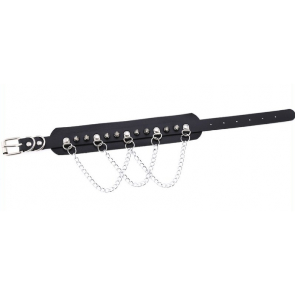 Piky Spike Halsband Zwart-Zilver