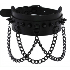 Joy Jewels Spikes Collar With Black Chain BLACK