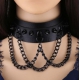 Spikes Collar With Black Chain BLACK