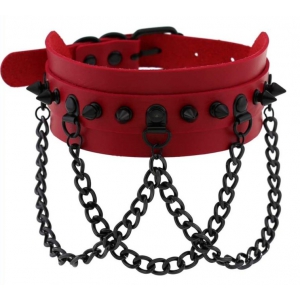 Joy Jewels Collare Piky Spike Rosso-Nero