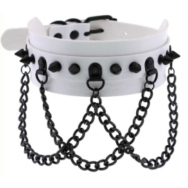 Piky Spike Collar White-Black