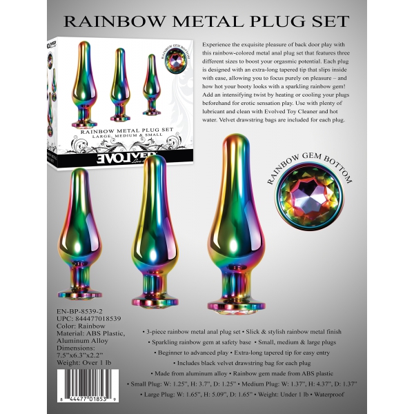 Set of 3 Gem Rainbow Evolved jewelry plugs