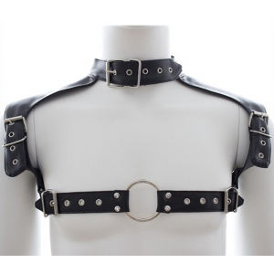KinkHarness Neck Collar Body Harness Leather Straps