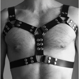 KinkHarness  Chest Harness Punk Costume Straps - Double Nail