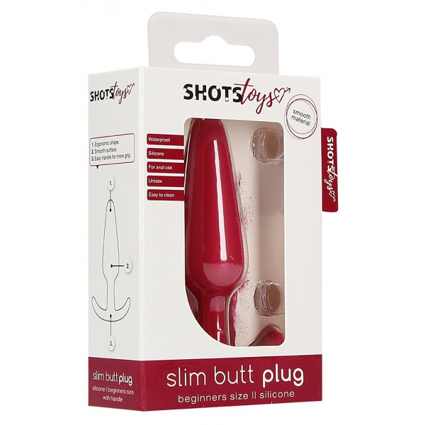 Slim Butt Silicone Plug 7.5 x 2cm Red