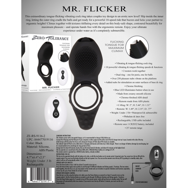 Cockring + Stimulateur Clito Mr. Flicker 30mm