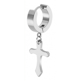 Thick Cross Pendant Earring SILVER