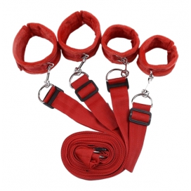 Bed Bondage Restraint Kit - Villus Cuffs Red