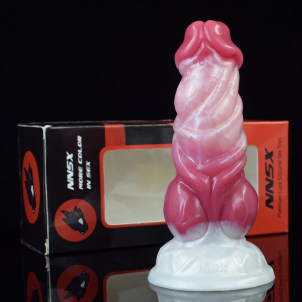 White Base Peach Silica Gel Dildo - 12