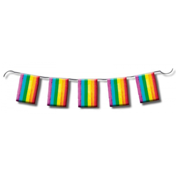 Guirnalda de banderines arco iris 10m