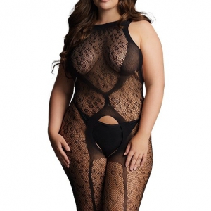 Le Désir CROTCHLESS LEOPARD Jumpsuit Black