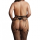 PANTYHOSE NET Collant a rete nero con bretelle