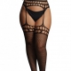 Fishnet stockings and garter belt OPEN DESIGN Black