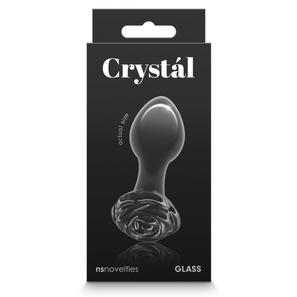 Crystal Rose Glass Plug 7 x 3.2cm Black