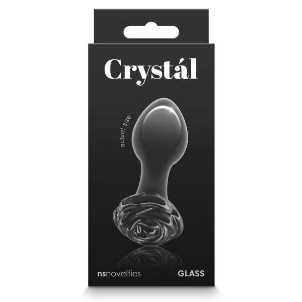 Glasplug Crystal Rose 7 x 3.2cm Schwarz