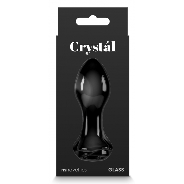 Crystal Rose Glass Plug 7 x 3.2cm Black