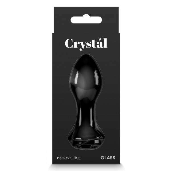 Glasplug Crystal Rose 7 x 3.2cm Schwarz